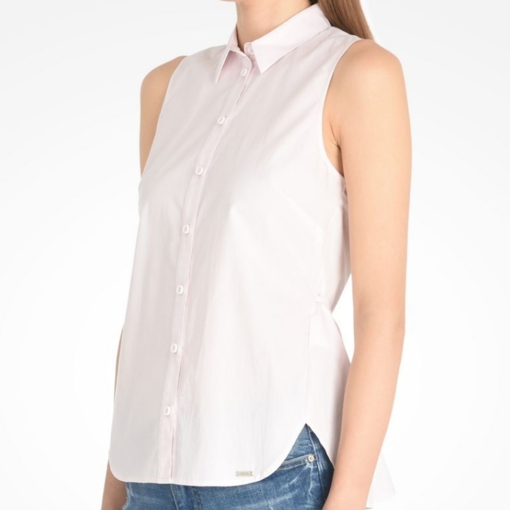 Armani Exchange Sleeveless Back Pale Pink Ties on back Collared Sz XS